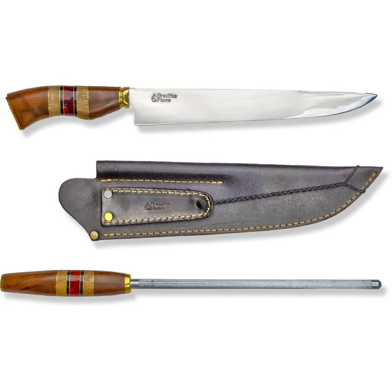 Brazilian-Flame-10_-Red-Traditional-Line-Stainless-Steel-Knife-3mm-with-Sharpener-and-w_Case-Rib-Set-1