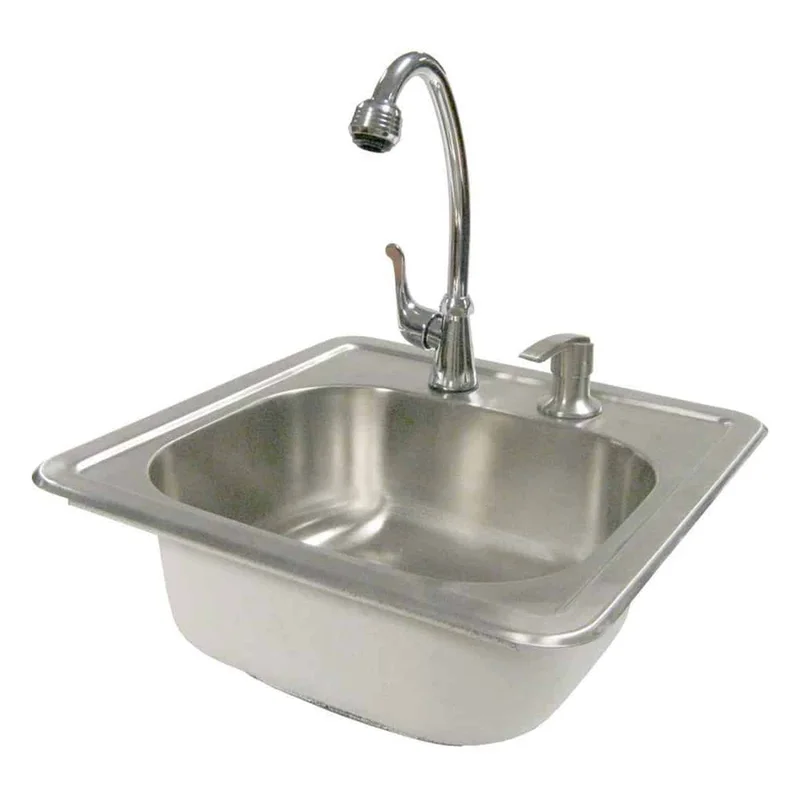 Cal-Flame-Sink-with-Faucet-and-Soap-Dispenser
