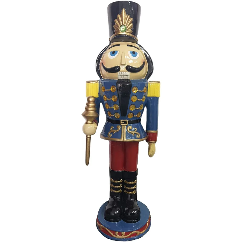 Christmas-Time-36inc-Resin-Blue-Nutcracker-Holding-Staff-with-LED-Lights