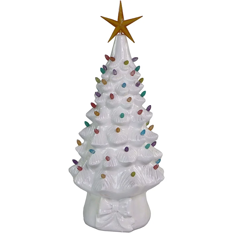 Christmas-Time-36inc-White-Resin-Retro-Christmas-Tree-with-Star-and-Vintage-Bulb