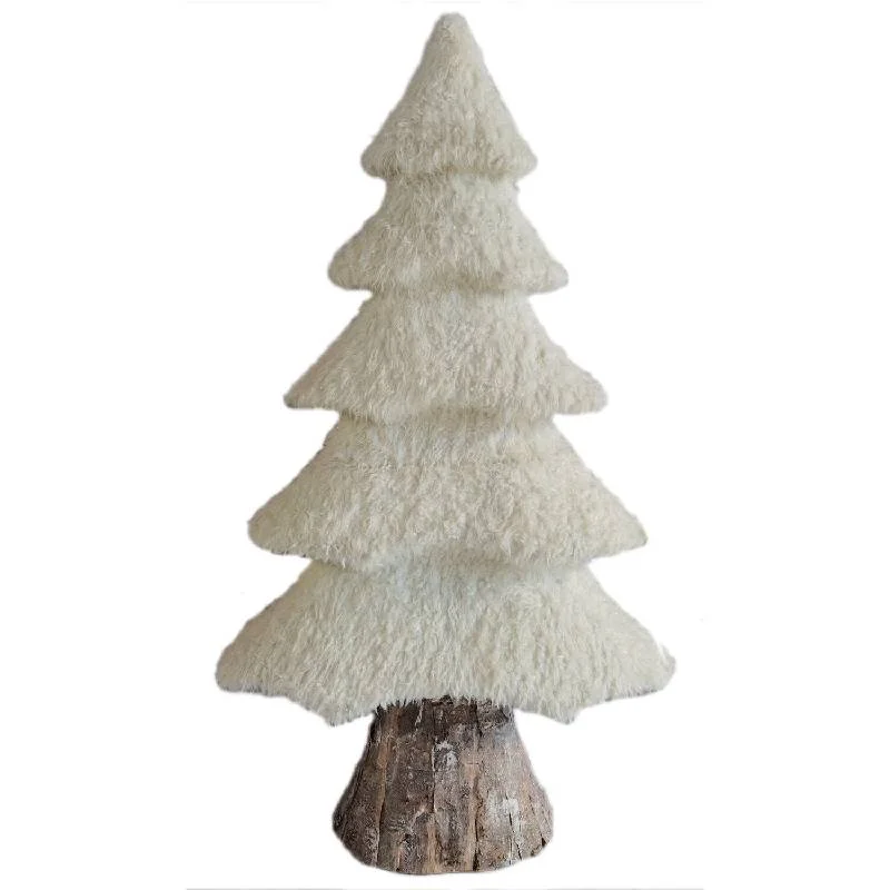 Christmas-Time-44-White-Furry-Tree-with-Bark-Stump-1