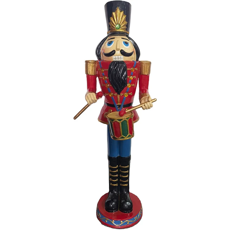 Christmas-Time-48inc-Red-Resin-Drum-Playing-Nutcracker-Soldier-with-LED-Lights