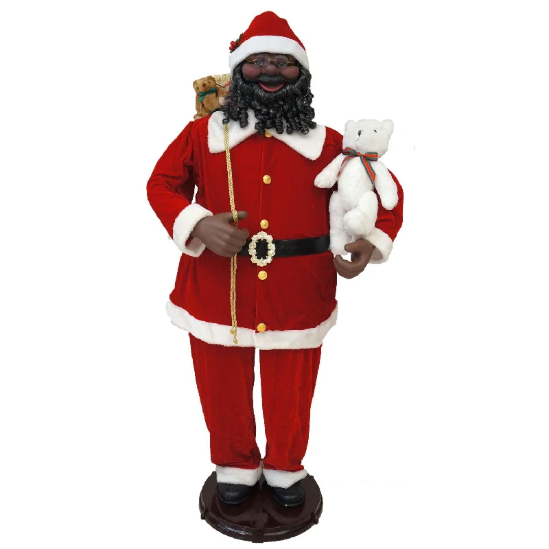 Christmas-Time-58-African-American-Santa-Grey-Bear-with-Toy-Sack-and-Teddy-Bear-1