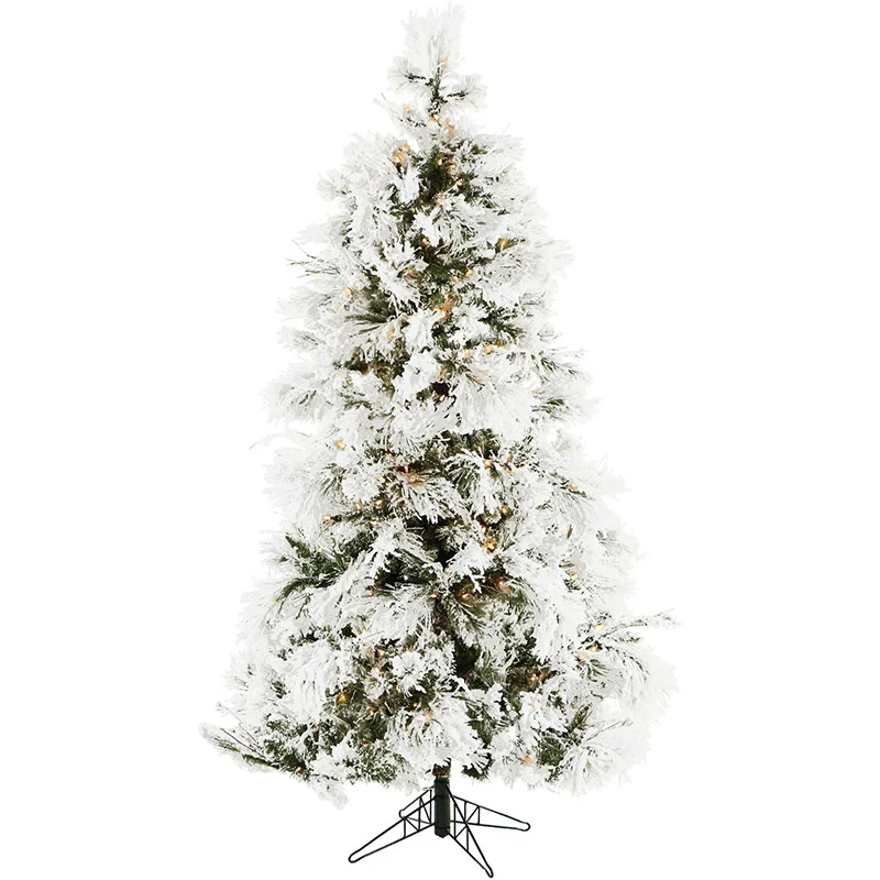 Christmas-Time-Snowy-6-5ft-Frosted-Fir-Christmas-Tree-with-Clear-LED-Light-EZ-Connect