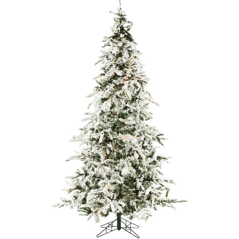Christmas-Time-White-7-5ft-Pine-Snowy-Christmas-Tree-with-Clear-LED-Lights-EZ-Connect