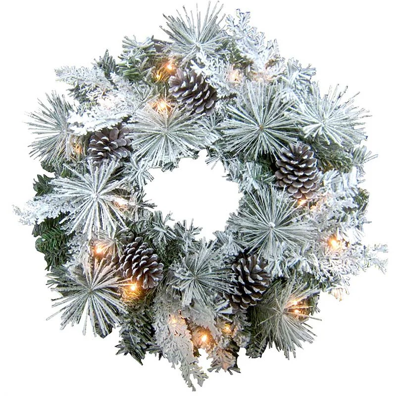 Fraser-Hill-Farm-24inc-Mixed-Pine-Snowy-Christmas-Wreath-with-LED-Lights