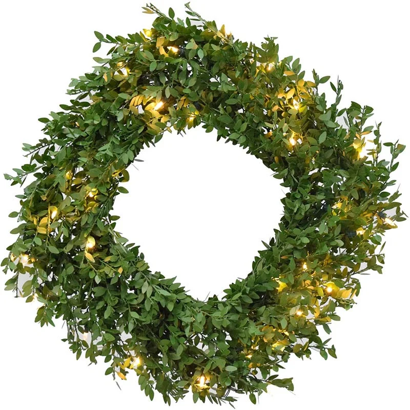 Fraser-Hill-Farm-24inc-Square-Boxwood-Christmas-Wreath-with-Warm-White-LED-Lights