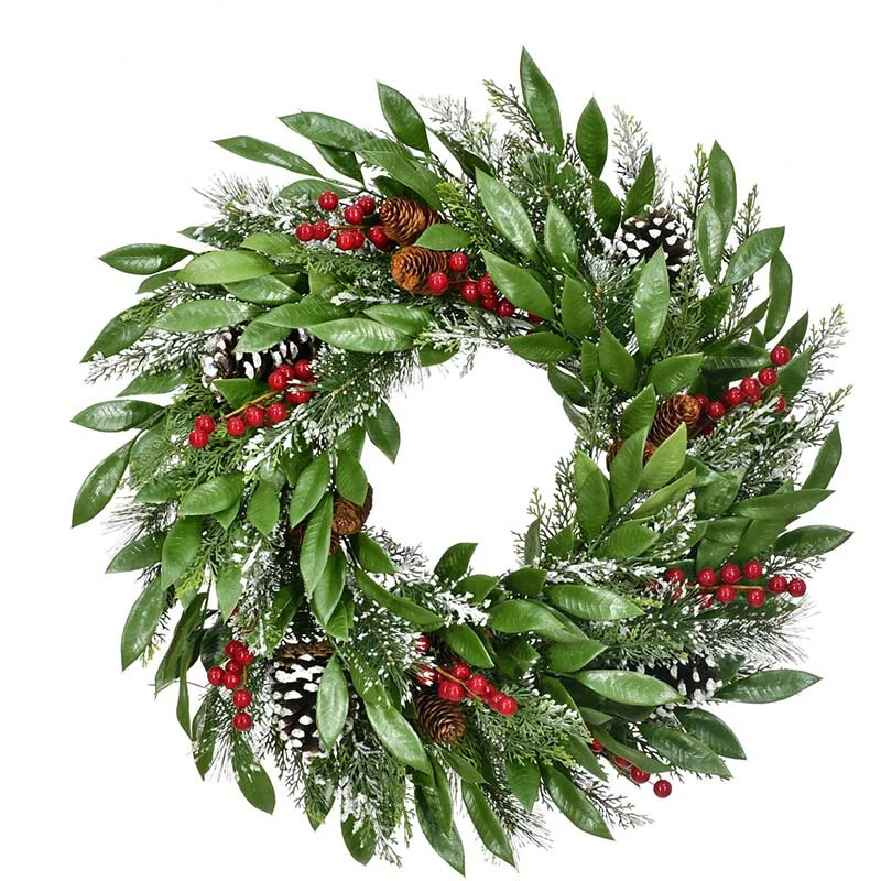Fraser-Hill-Farm-25inc-Green-Mixed-Leaf-Christmas-Wreath