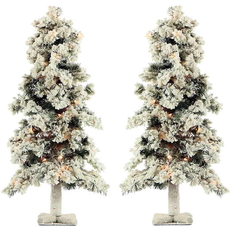 Fraser-Hill-Farm-2ft-Snowy-Alpine-Christmas-Tree-Set-with-Clear-Lights