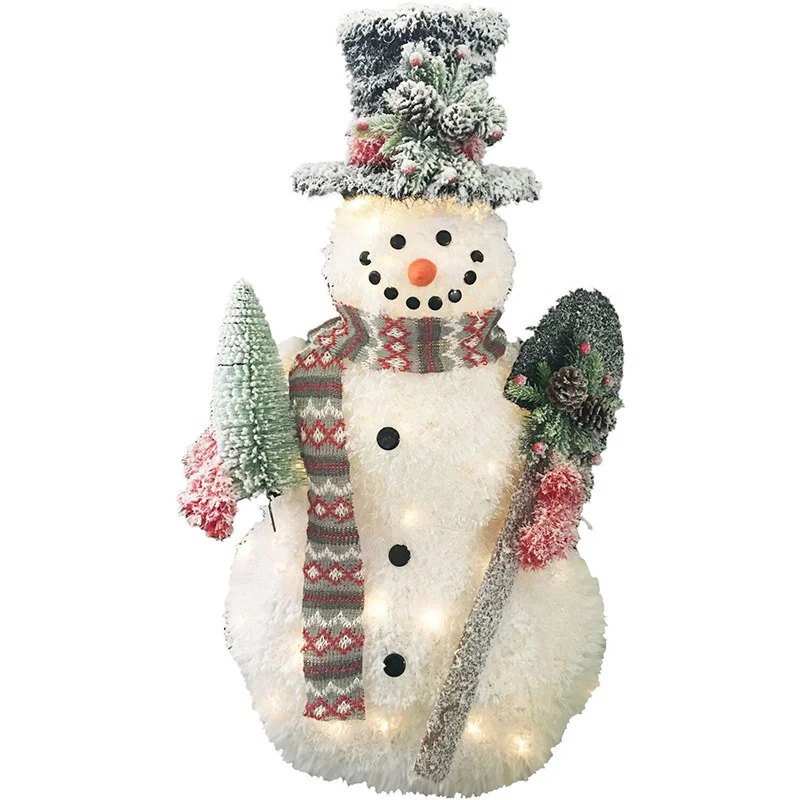 Fraser-Hill-Farm-35inc-White-Tinsel-Snowman-Holding-Shovel-and-Tree-with-Warm-White-LED-Light