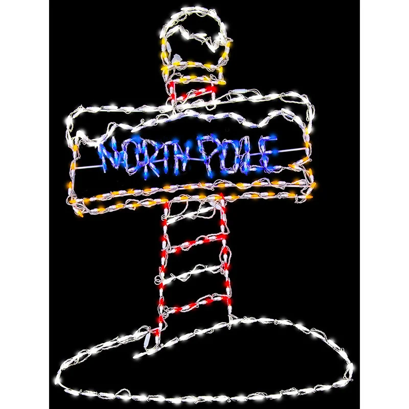 Fraser-Hill-Farm-48inc-North-Pole-Sign-Post-Multi-colored-LED-Lights