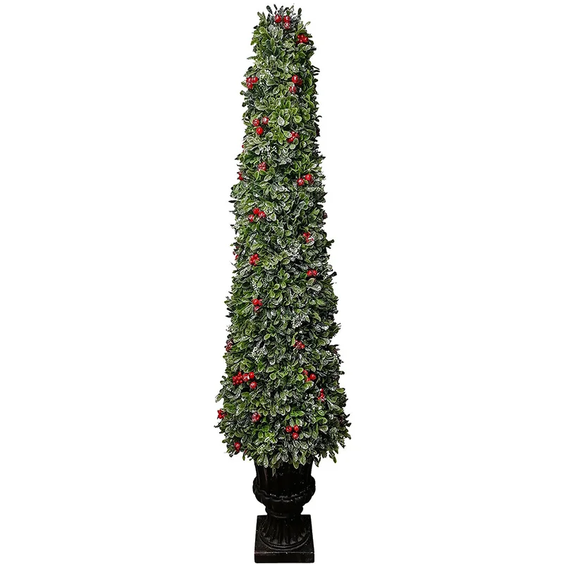 Fraser-Hill-Farm-4ft-Potted-Faux-Boxwood-Christmas-Tree-with-Red-Berries