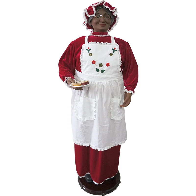 Fraser-Hill-Farm-58inc-Dancing-African-American-Mrs-Claus-Holding-Plate-of-Cookies