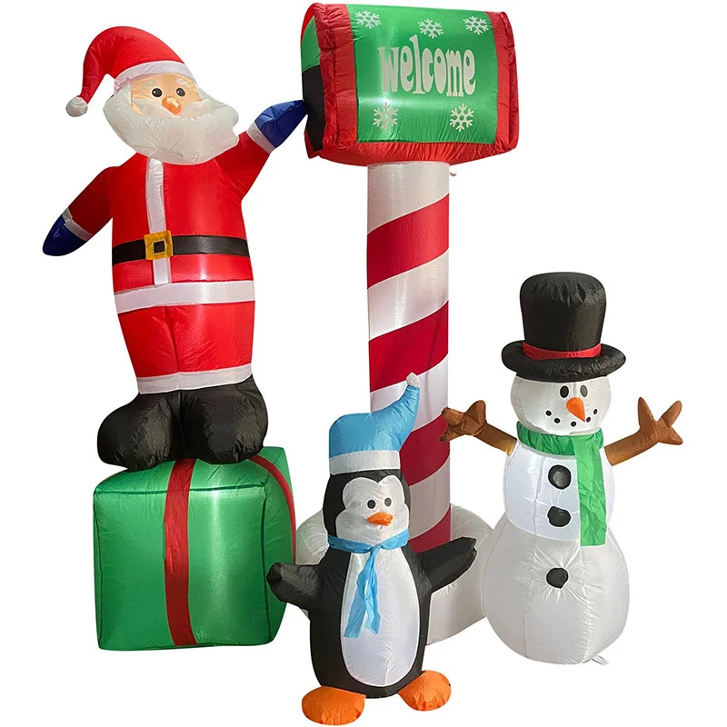 Fraser-Hill-Farm-6ft-Welcome-Mailbox-Snowman-Penguin-Santa-with-Lights