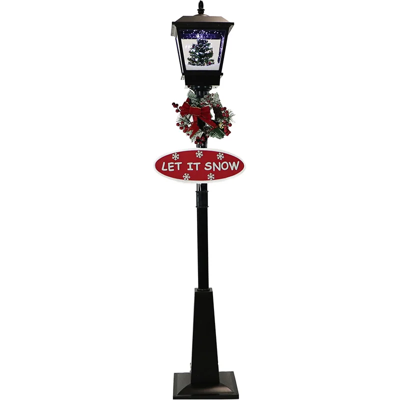 Fraser-Hill-Farm-71inc-Square-Street-Lamp-with-Snowy-Tree-Let-It-Snow-Merry-Christmas-Signs