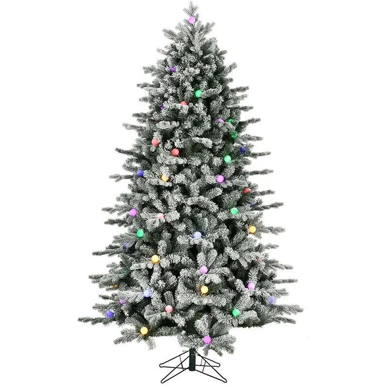 Fraser-Hill-Farm-White-7-5ft-Tail-Full-Snow-Flocked-Tree-with-G40-Multi-colored-LED