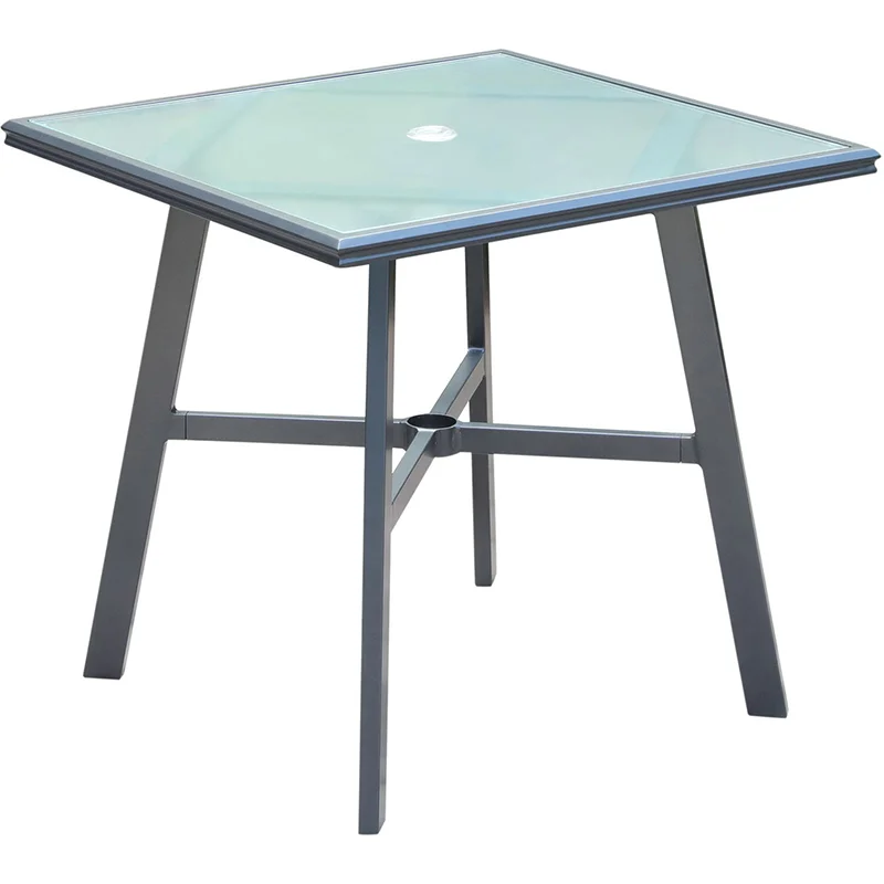 Hanover-Cortino-Commercial-Aluminum-30inc-Square-Glass-Top-Table