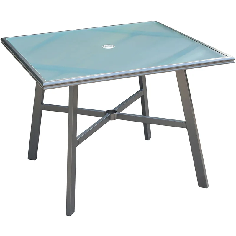 Hanover-Cortino-Commercial-Aluminum-38inc-Square-Glass-Top-Table