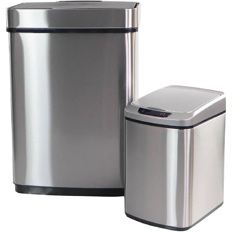 Hanover-HTRASH950L-1-9L-and-50L-Stainless-Steel-Motion-Sensor-Trash-Can-Set-1
