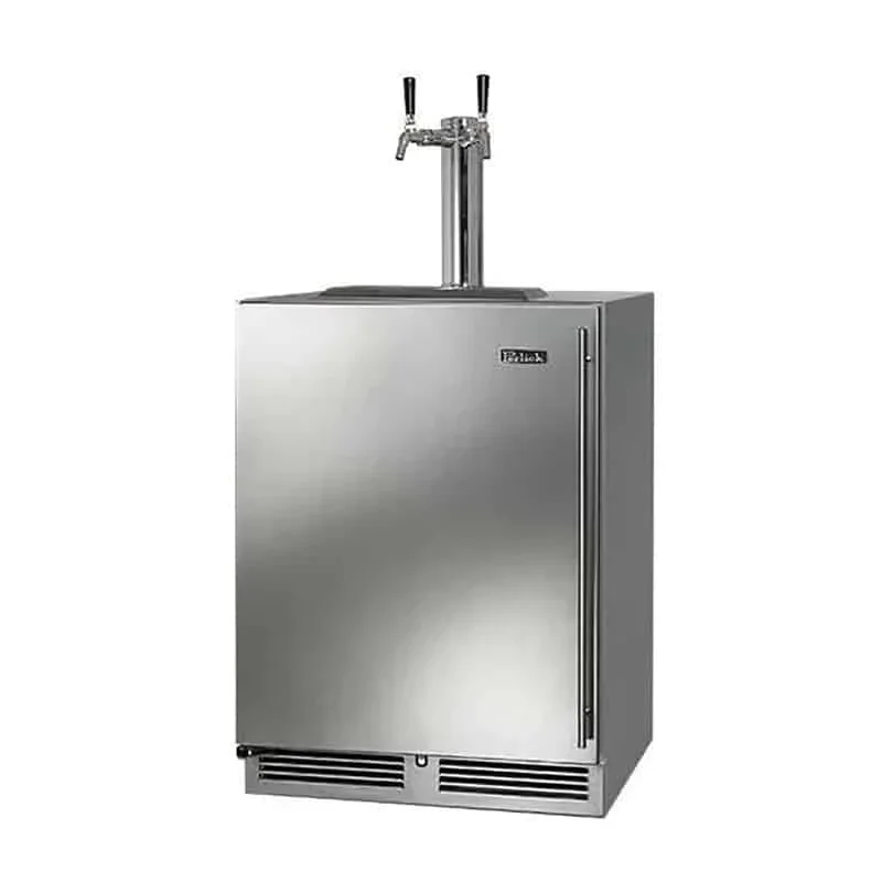 Perlick-24-In-Double-Tap-SS-Outdoor-Left-Hinge-Kegerator