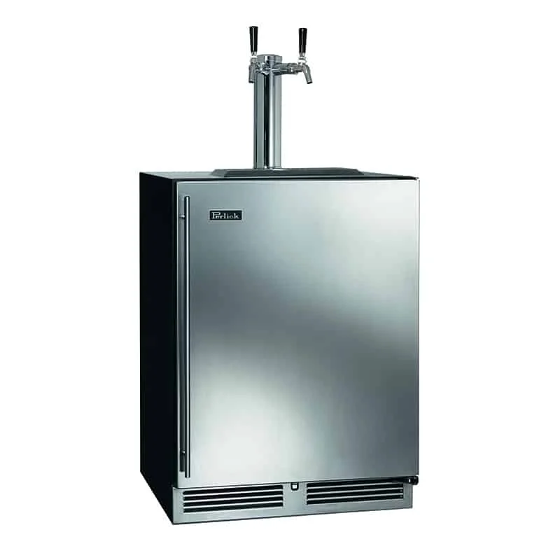 Perlick-24-In-Double-Tap-SS-Outdoor-Right-Hinge-Kegerator